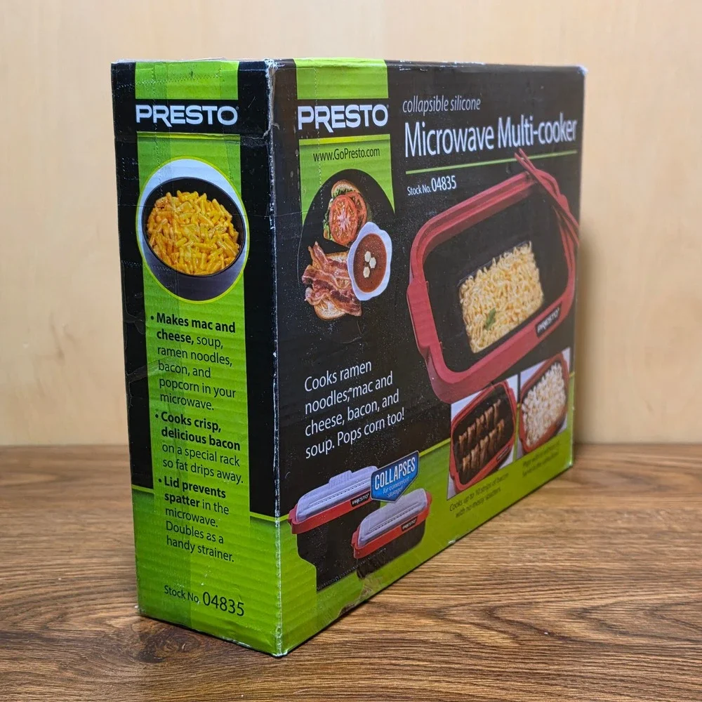 Presto 04835 Collapsible Silicone Microwave Multi Cooker Ramen Bacon Popcorn *